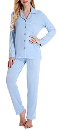 NORA TWIPS Womens Pajamas Long Sleeve Sleepwear Soft PJ Set with Pocket XS-XL