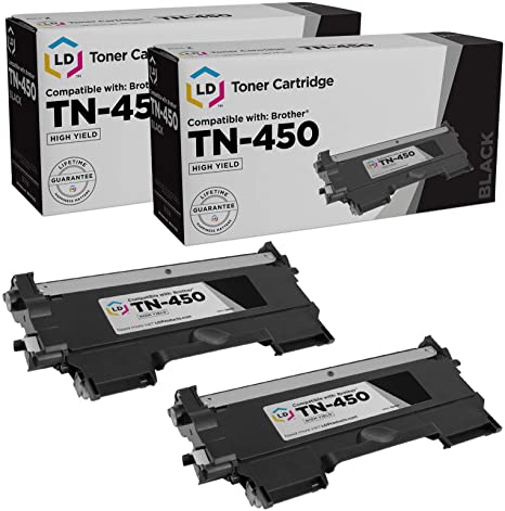 LD Compatible Toner Cartridge Replacement for Brother TN450 High Yield (Black, 2-Pack)