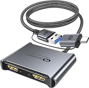 WARRKY 4K HDMI Capture Card [with Fixed USB 3.0 Cable, 4K Loop Out, No-Latency] 1080P 60FPS Cam Link Video/Audio Capture Device for Streaming, Game Recording, Compatible for Nintendo/PS5/xBox/PC-Gray