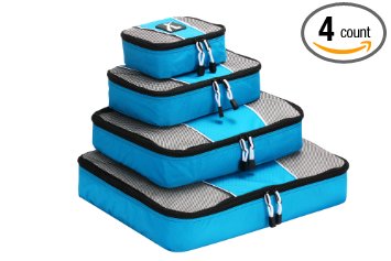 Packing cubes, Leebotree 4 piece Travel Luggage Packing Organizers Set for Carry-on Luggage Accessories - Large, Medium, Small and small slim