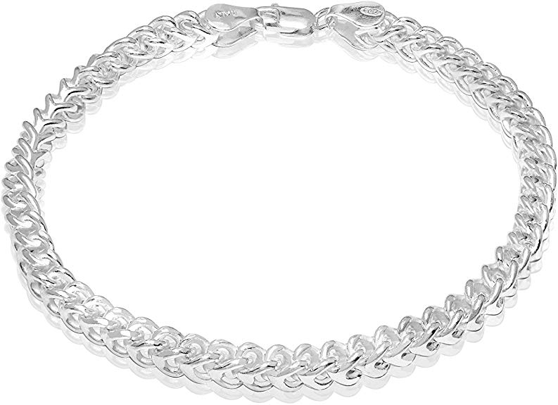 Honolulu Jewelry Company Sterling Silver 2.5mm - 4.5mm Franco Chain Necklace or Bracelet, 7.5" - 28"
