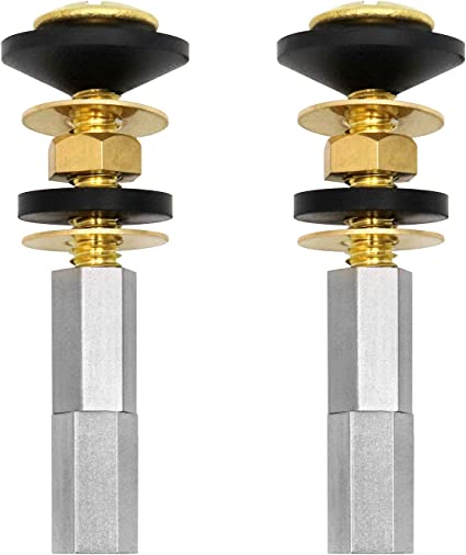 QWORK 2 Pack Toilet Tank to Bowl Bolt Kit, Heavy Duty Brass Toilet Bolts with Extra Long Nuts for Fastening, Toilet Tank Repair Screw