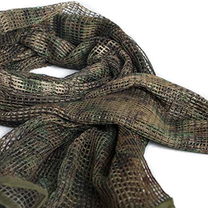 IRQ Tactical Military Neck Scarves Camo Men Scarves Ghillie Sniper Veil Desert Shemagh Scarf Knitting Mesh Net Head Face Wrap for Wargame Sports Outdoor Activities Multifunctional Army KeffIyeh