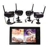 Home 7 inch TFT-LCD Monitor 24G Wireless Cameras 4CH Quad DVR Security System PNP Waterproof 24 LEDs Night Vision Real Time Display Up to 32G Card