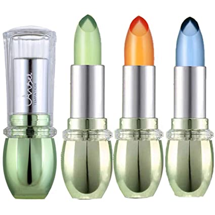 3 Packs Aloe Vera Lipstick Moisturizing Crystal Jelly Lipsticks Set, Petansy Magic Temperature Color Changing Long Lasting Lip Balm Set (A)