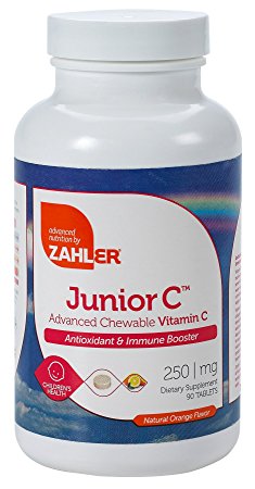 Zahler Junior C, Antioxidant and Immune Booster Supplement, #1 Best Top Quality Chewable Vitamin C, Delicious Tasting All-Natural Orange Flavor, Certified Kosher (90 Tablets)