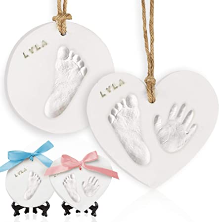 Baby Handprint Footprint Ornament Keepsake Kit - Newborn Imprint Ornament Kit For Baby Girl, Boy - Personalized New Baby Gifts For New Parents - Hand Print Christmas Ornament Kit (Multi-Colored)