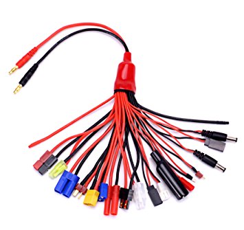 Readytosky 19-in-1 Banana Plug RC Lipo Battery Charger Adapter Lead Cable IMAX/B6/B6AC/TRX/JST/FUTABA/T-Plug/XT60/EC3/EC5/HXT4MM/TAMIYA/Traxxas for RC Car Helicopter Quadcopter DJI Phantom