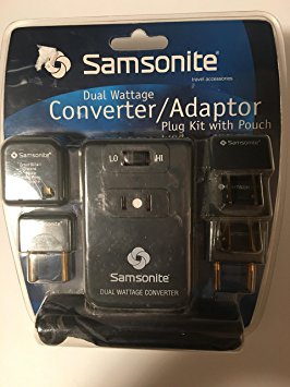 Samsonite 1600 Watt Converter 5 Piece Adaptor Plug Kit & Pouch : England Ireland Africa Hong Kong Singapore Europe Middle East Caribbean No. America So. America Japan Australia New Zealand Fiji China