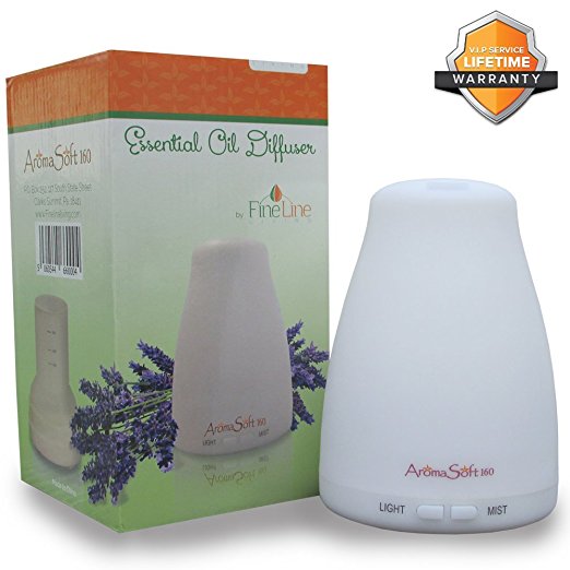 160ml Ultrasonic Aromatherapy Essential Oil Diffuser - Easy To Use - Cool Mist Aroma Humidifier - Safe For All Oils - 7 Color LEDS - Automatic Shut Off - 2 Mist Modes - Great For Men, Women & Kids!