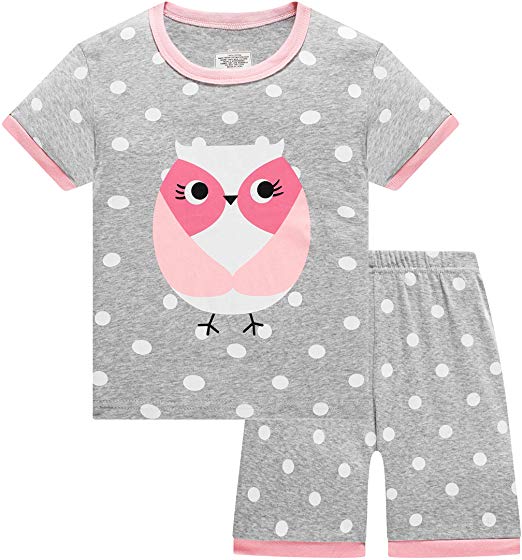 AmberEft Girls Pajamas Kids Clothes 100% Cotton Shorts PJs Summer Sleepwear 1-12 Years