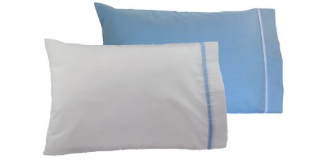 Angel Dreams 2-Pack Toddler Pillowcases 13x18. Cotton. Machine Washable (Blue/White)