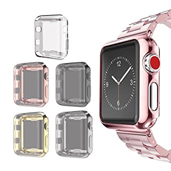 Apple Watch 3 Case 38mm Screen Protector, SIRUIBO Soft Plated TPU Slim All-around Protective Bumper Cover for Apple iWatch Series 3 Series 2 Series 1 Edition Sport Nike  (5 Pack)