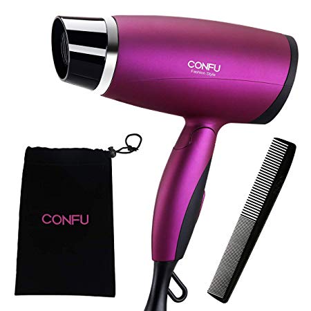 CONFU Folding 1600W Low Noise Hair Portable Blow Dryer with Foldable Handle DC Motor Suitable for Household and Travel, Purple