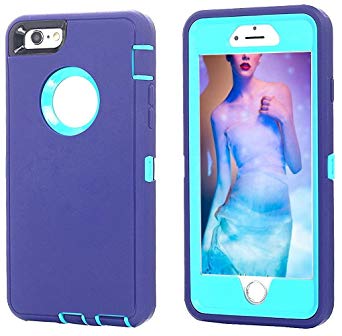 iPhone 8/ iPhone 7 Shockproof Case, AICase [Heavy Duty] [Full Body] Tough 3 in1 Rugged Armor Water-Resistance Cover Shock,Reduction/Bumper Case for Apple iPhone 8/7 (Light Blue/Purple)