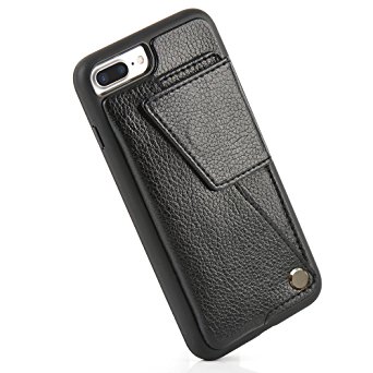 iPhone 7 Plus Wallet Case, ZVE iPhone 7 Plus Leather Case, Protective iPhone7 Plus Card Holder Cases with ID Credit Card Holder Slot, Durable Shockproof Cover for Apple iPhone 7 PLUS (2016) - Black