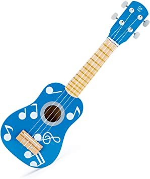 Hape Kid’s Wooden Toy Ukulele | 21 Inch Musical Instrument with Vibrant Sound and Tunable Nylon Strings, Blue