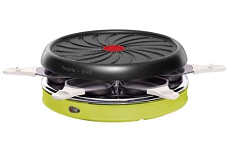 Tefal Colormania x6 Raclette RE128012, Six Pans with Non-Stick Coating Easy to Clean, Dishwasher-Safe Grill Plate - Lime Green