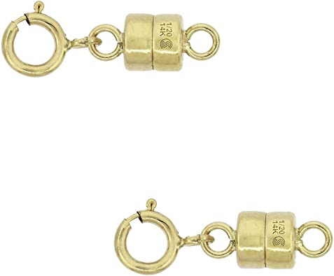 14k Gold-Filled 4 mm Magnetic Clasp Converter for Light Necklaces USA, Square Edge 5.5 mm Spring Ring