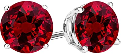 1/2-10 Carat Total Weight Natural Ruby Stud Earrings 4 Prong Push Back