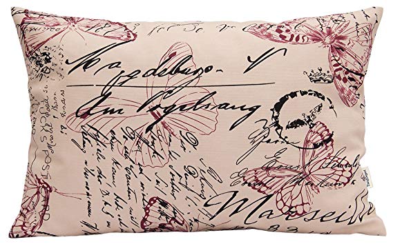 TangDepot 100% cotton nature theme Throw pillow covers, Cushion Covers, Pillows Shells, 10 sizes option - (12"x18", N07 Butterfly)