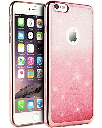 iPhone 6S Plus Case, iPhone 6 Plus Case, iPhone 6S Plus Clear Case, BENTOBEN Glitter Slim Gradual Color Soft TPU Chrome Shockproof Protective Case for iPhone 6 Plus / 6S Plus (5.5 inch), Rose Gold