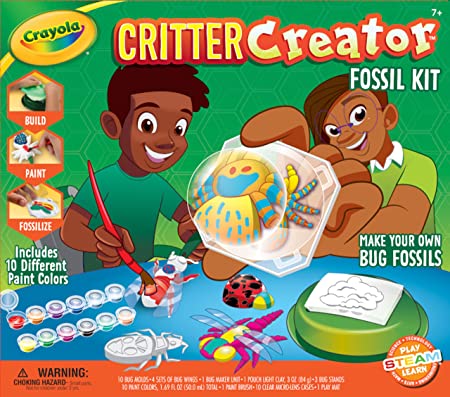 Crayola Metallic Clay Art Kit with Paints, Fossil Molds, Gift for Kids, Ages 7, 8, 9, 10