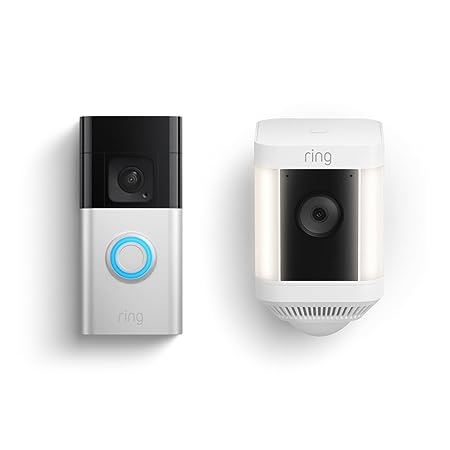 All-new Ring Battery Doorbell Plus with Ring Spotlight Cam Plus (White)