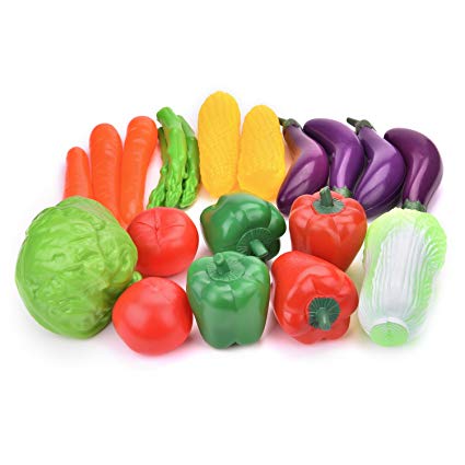 FUN LITTLE TOYS Plastic Vegetables, Play Food for Kids Kitchen, Pretend Play Plastic Food Toy for Toddlers, 20 pcs