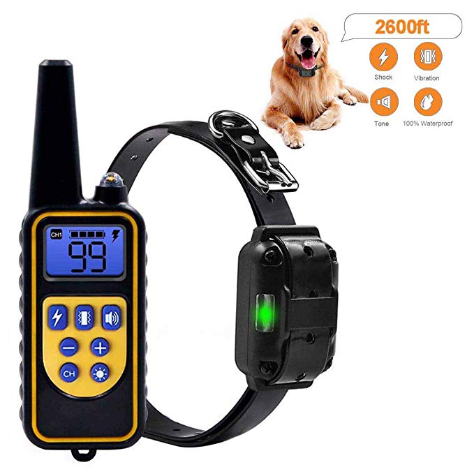 Nice Dream Dog Training Collar, 2600ft Remote Dog Shock Collar, IPX7 Waterproof and Rechargeable bark Collar with 0~99 Levels Beep/Vibration/Shock Collar for Small Medium Large Dogs