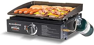 Blackstone Table Top Grill - 17 Inch Portable Gas Griddle - Propane Fueled - for Outdoor Cooking While Camping, Tailgating or Picnicking (Black)