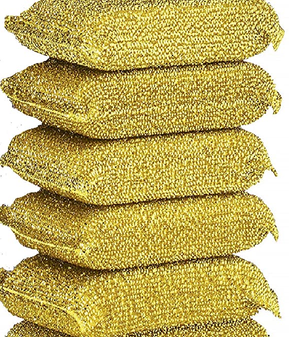 Non-Scratch Scrub Sponges Pads, Cleaning Scrub Sponge, Dish Wash Sponge, Kitchen Sponge, Multi-Use Heavy Duty Scrub Sponge 6 Packs (Gold)