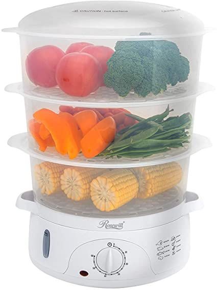 Rosewill Electric Food Steamer 9.5 Quart, Vegetable Steamer with BPA Free 3 Tier Stackable Baskets, Egg Holders, Rice Bowl, RHST-15001