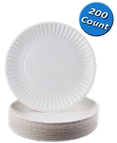 Nicole Home Collection 200 Count Everyday Dinnerware Paper Plate, 9-Inch, White