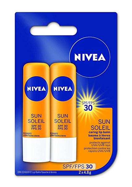 NIVEA Lip Care Sun SPF30 Duo Pack, 2 x 4.8g