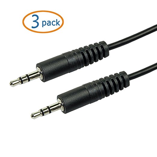 WOVTE® 6 feet 3.5 MM Male to Male Stereo Cable - 3 Pack