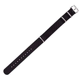 YGDZ 20mm Nato Nylon Black Replacement Timex Watch Strap Band
