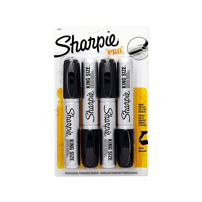 Sharpie 1883338 King Size Permanent Marker, Black, 4 Count (15661PP)