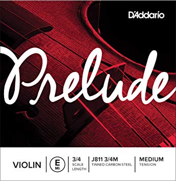 D'Addario Prelude Violin Single E String, 3/4 Scale, Medium Tension