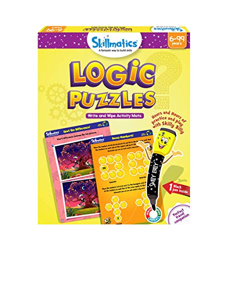 Skillmatics Educational Game: Logic Puzzles (6-99 Years) | Erasable and Reusable Activity Mats | Gifts for Boys and Girls 6, 7, 8, 9, Years and Up | Travel Friendly Toy with Dry Erase Marker