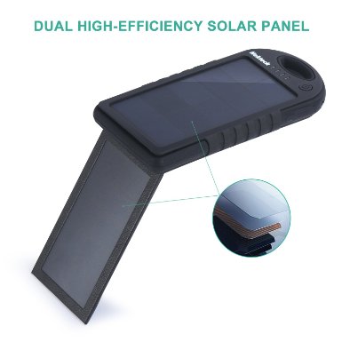 Upgraded Version Solar Charger Nekteck 6000mAh Dual Solar Panel with 2 Port Portable Charger Backup Power Pack for iPhones Samsung Galaxy Phones Android Smartphones GPS and More