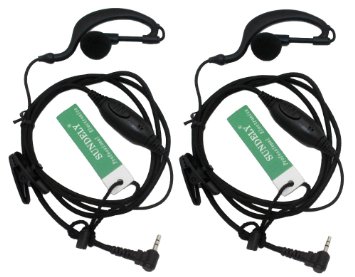 2 X SUNDELY G Shape Clip-Ear HeadsetEarpiece Mic for Motorola Talkabout 2 Two Way Radio Walkie Talkie 1-pin