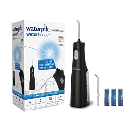 Waterpik Cordless Water Flosser, Battery operated & Portable for Travel & Home, ADA Accepted Cordless Express, Black WF-02