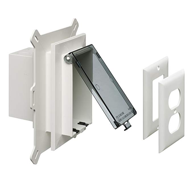 Arlington DBVS1C-1 Low Profile IN BOX Recessed Outlet Box Wall Plate Kit for New Vinyl Siding Construction, Vertical, 1-Gang, Clear