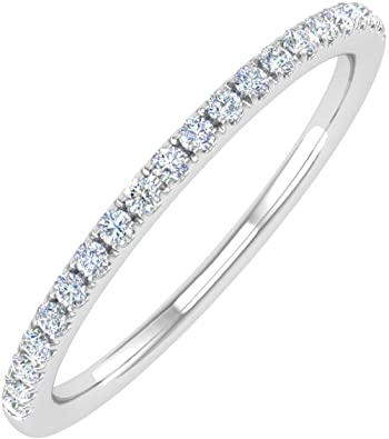 14K Gold Half Eternity Diamond Wedding Band Ring for Women (0.15 Carat)
