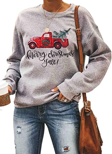 Dokotoo Womens Fashion Crewneck Long Sleeve Holiday Christmas Sweatshirts Pullovers Tops