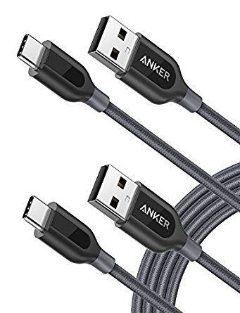 [2 Pack] Anker PowerLine  USB C to USB A 2.0 Cable, 6ft, for Galaxy S8, S8 , MacBook, Nintendo Switch, Sony XZ, LG V20 G5 G6, HTC 10, Xiaomi 5 and More
