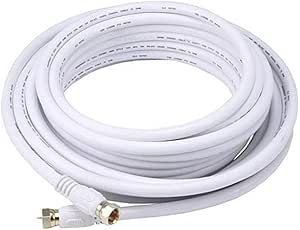 Monoprice 104060 25-Feet RG6 75Ohm Quad Shield CL2 Coaxial Cable with F-Type Connector, White