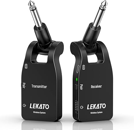 Système de guitare sans fil LEKATO, émetteur-récepteur audio numérique 2,4 GHz, batterie intégrée rechargeable au lithium, pour basse électrique