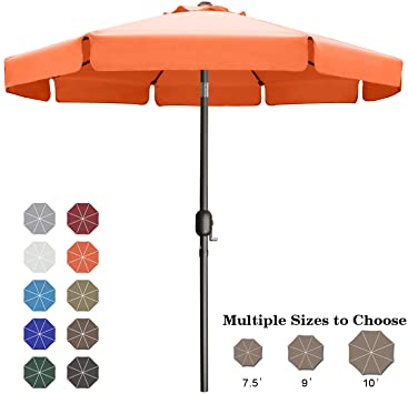 ABCCANOPY 9' Outdoor Garden Table Umbrella Patio Umbrella Market Umbrella with Push Button Tilt for Garden, Deck, Backyard and Pool, 8 Ribs 13 Colors,Orange